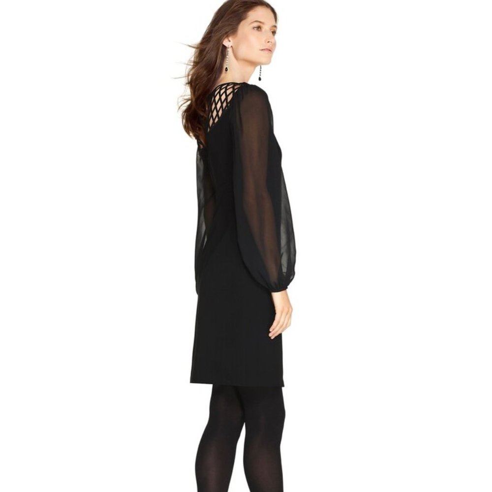 White House Black Market Lattice Yoke Cocktail Shift Dress SIZE 2P